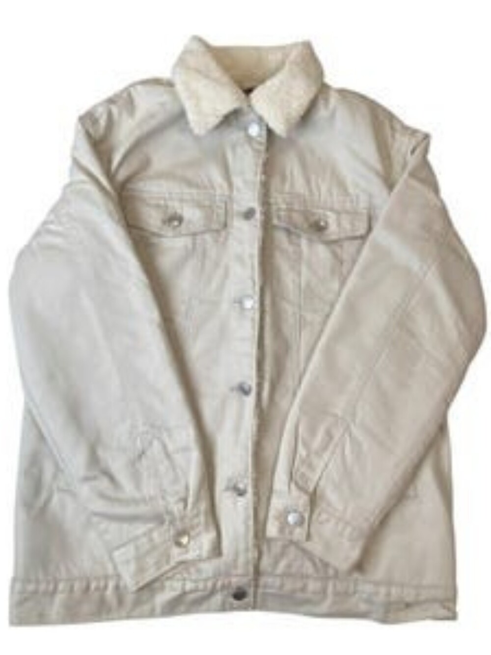 Divided H & M Trucker Coat Classic Cream Sherpa-Lined Jacket